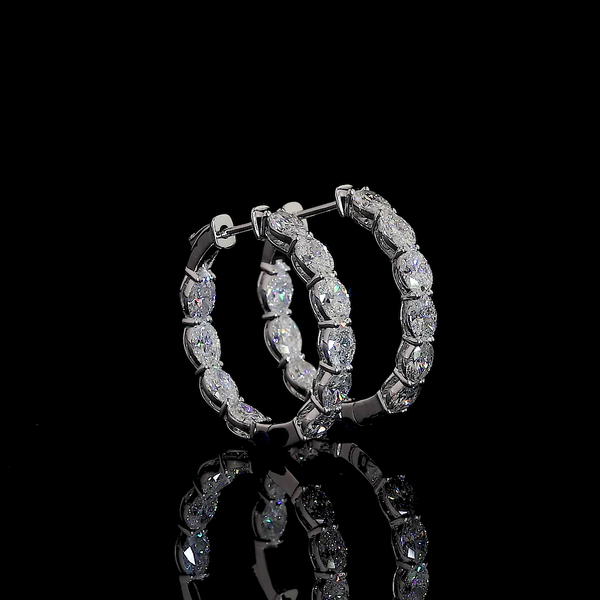 Lab-Grown 4.25 Carat Oval F-VS2 Diamond 14K White Gold Hoops Earrings