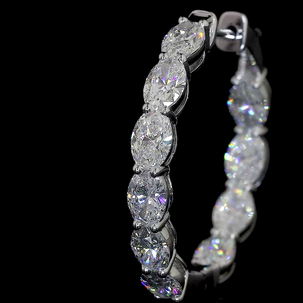 Lab-Grown 4.25 Carat Oval F-VS2 Diamond 14K White Gold Hoops Earrings