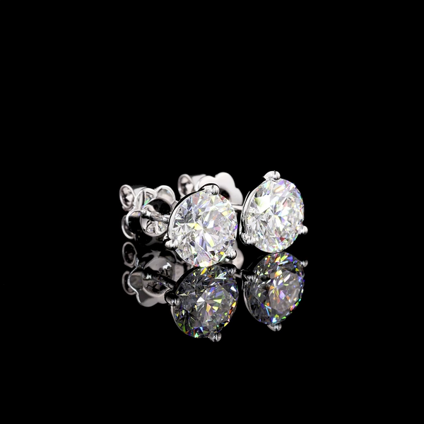 Lab-Grown 3.08 Carat Round F-VS1 Diamond 14K White Gold Martini Earrings