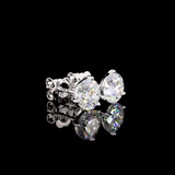 Lab-Grown 3.16 Carat Round F-VVS2 Diamond 14K White Gold Martini Earrings