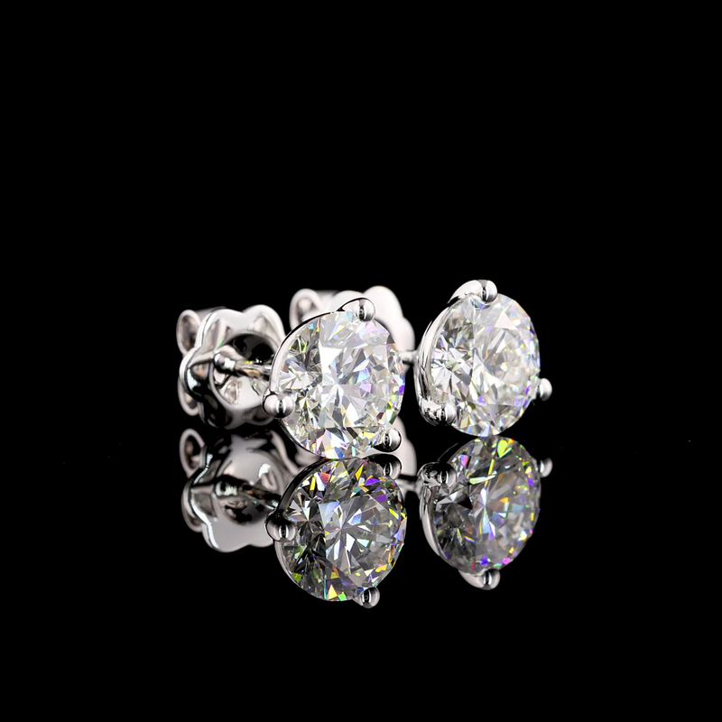 Lab-Grown 3.21 Carat Round F-VVS2 Diamond 14K White Gold Martini Earrings