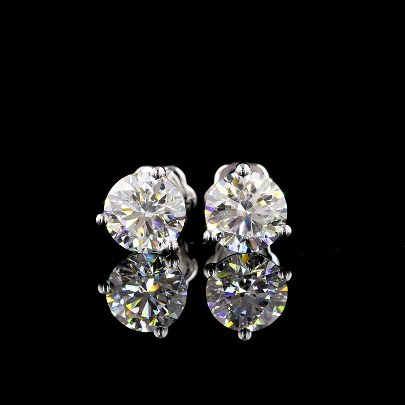 Lab-Grown 3.21 Carat Round F-VVS2 Diamond 14K White Gold Martini Earrings