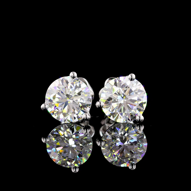 Lab-Grown 4.23 Carat Round F-VVS2 Diamond 14K White Gold Martini Earrings