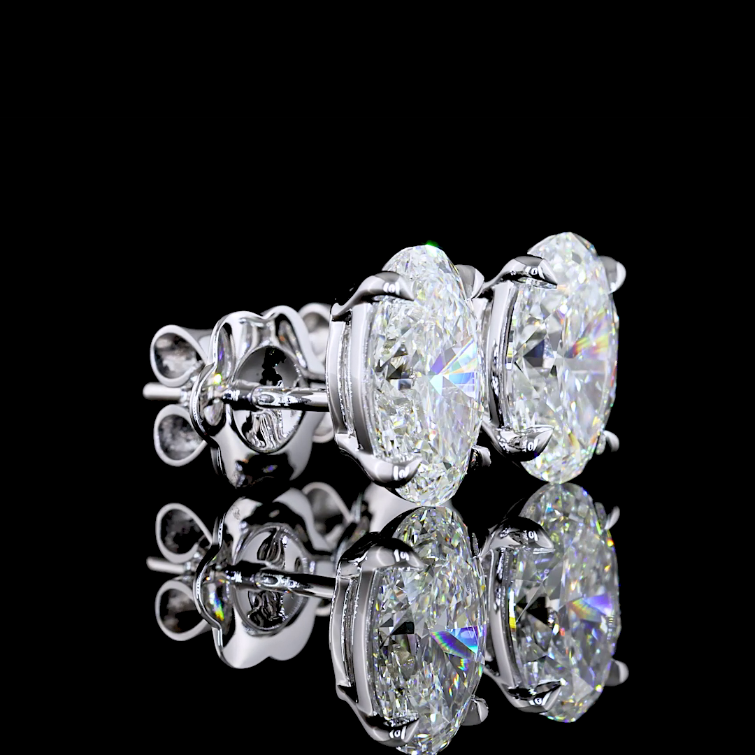 Lab-Grown 2.55 Carat Oval G-VVS2 Diamond 14K White Gold Studs Earrings