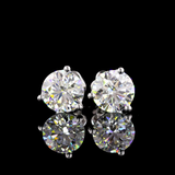 Lab-Grown 4.09 Carat Round H- Diamond 14K White Gold Martini Earrings