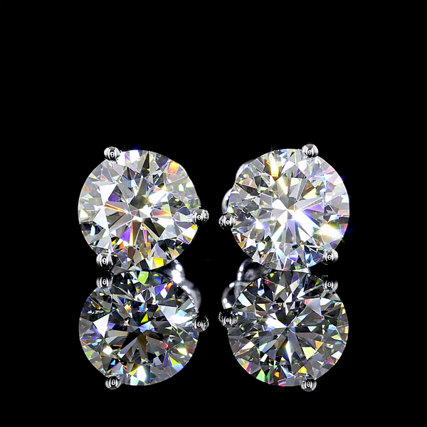 Lab-Grown 4.01 Carat Round G-VVS2 Diamond 14K White Gold Martini Earrings