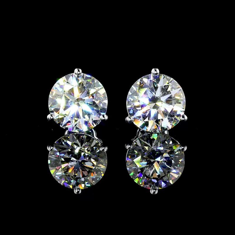 Lab-Grown 4.69 Carat Round I-VS1 Diamond 14K White Gold Martini Earrings