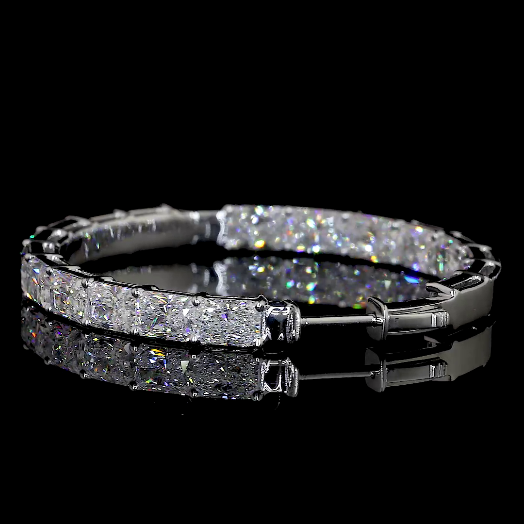 Lab-Grown 12.29 Carat Radiant F-VS2 Diamond 14K White Gold Hoops Earrings