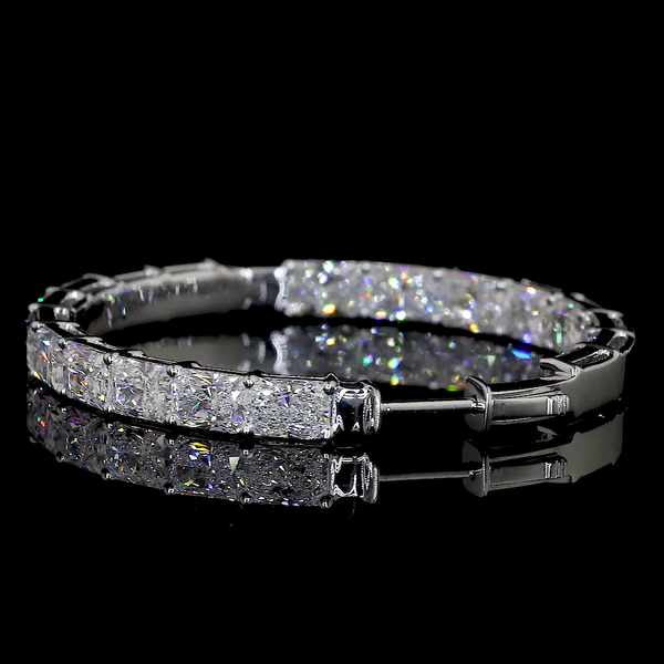 Lab-Grown 12.29 Carat Radiant F-VS2 Diamond 14K White Gold Hoops Earrings