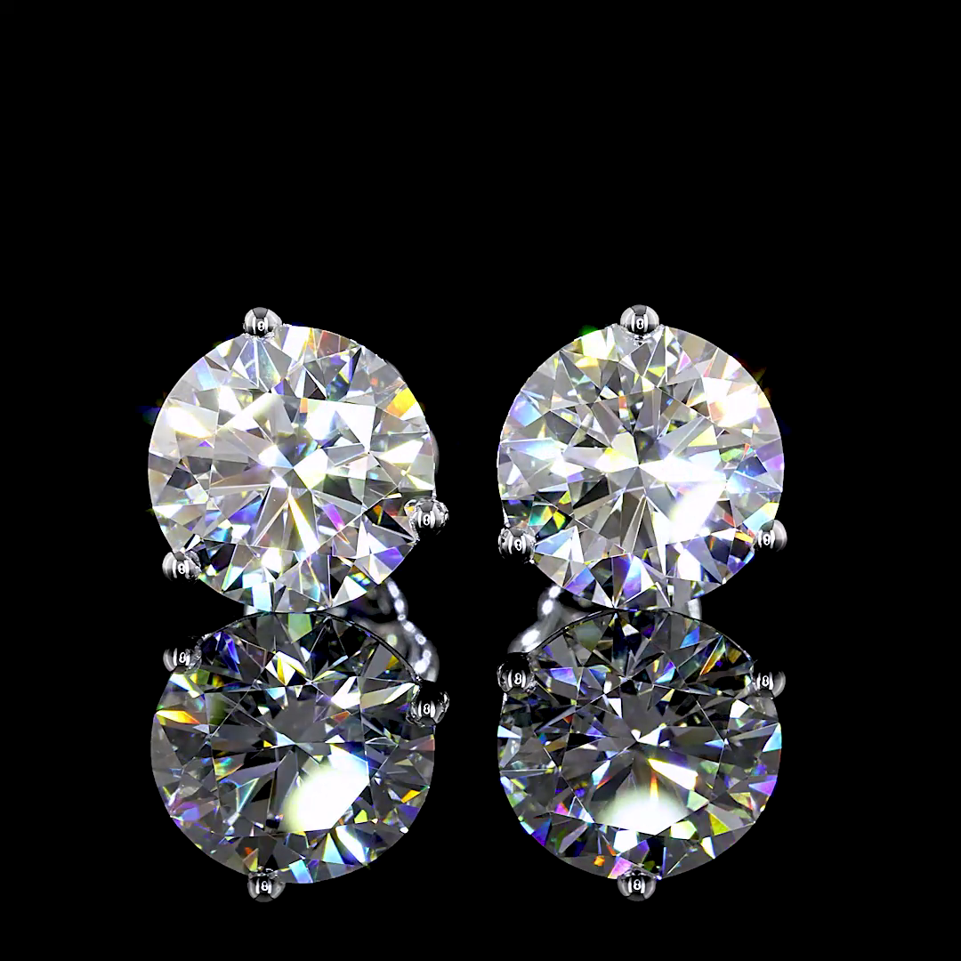 Lab-Grown 5.16 Carat Round K-VVS2 Diamond 14K White Gold Martini Earrings