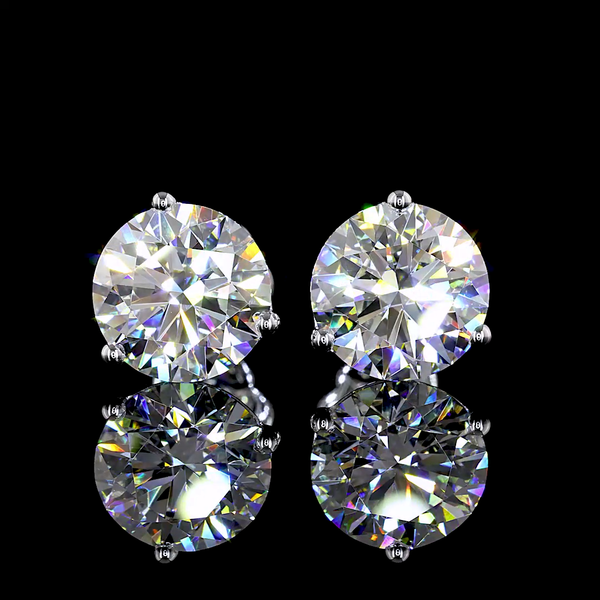 Lab-Grown 5.16 Carat Round K-VVS2 Diamond 14K White Gold Martini Earrings