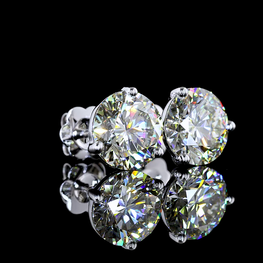 Lab-Grown 6.18 Carat Round K-VS2 Diamond 14K White Gold Martini Earrings
