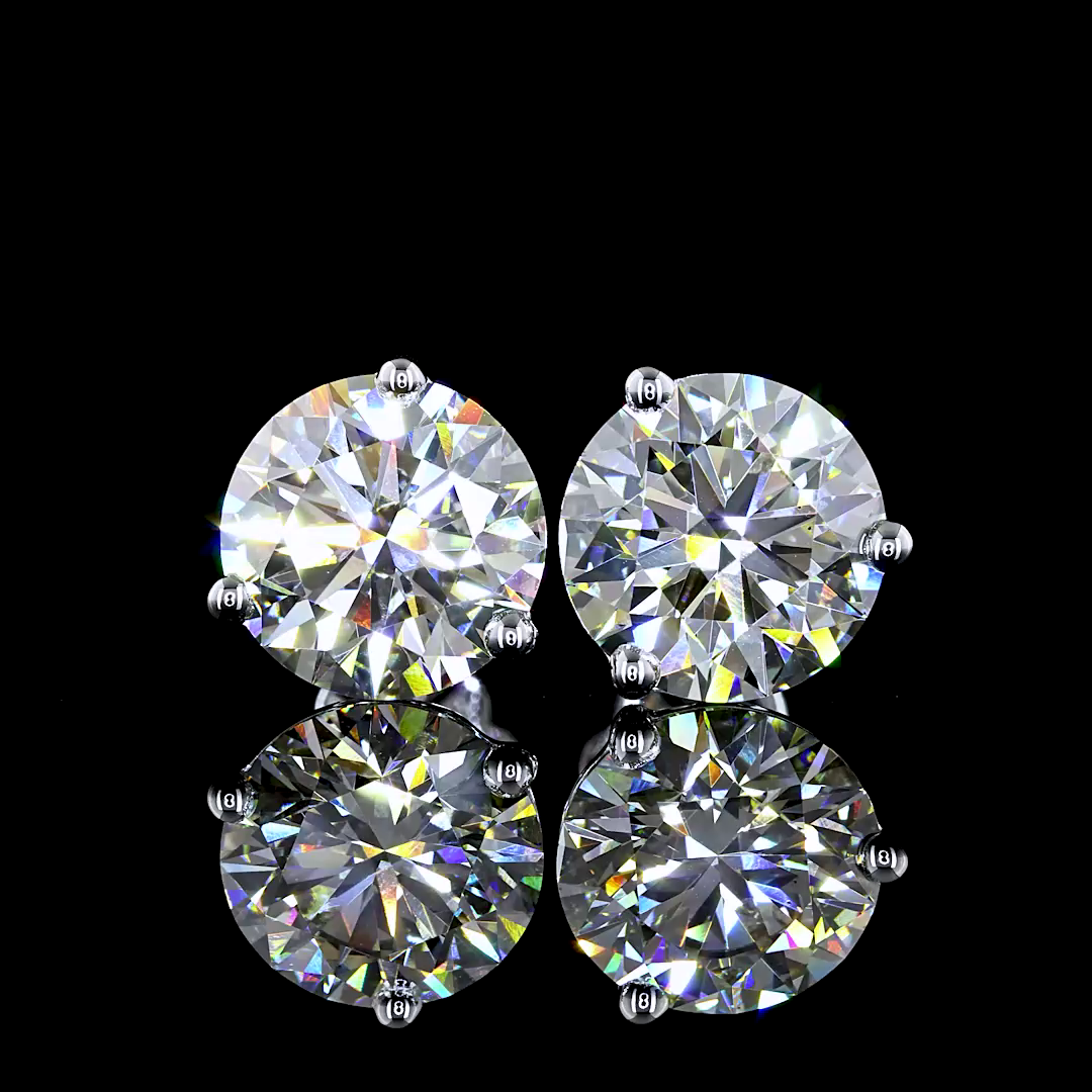 Lab-Grown 6.18 Carat Round K-VS2 Diamond 14K White Gold Martini Earrings