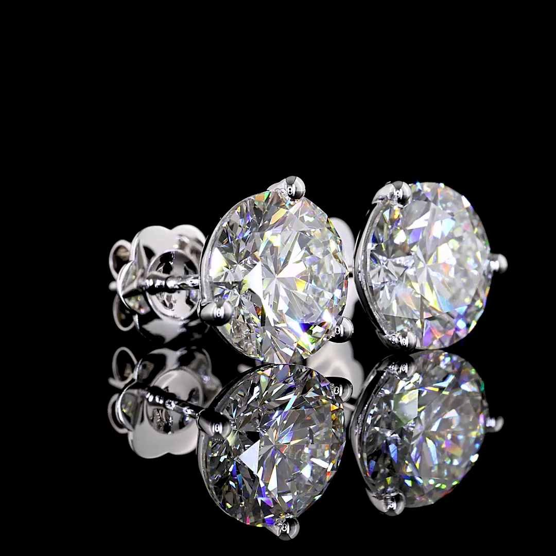 Lab-Grown 6.13 Carat Round J-VS1 Diamond 14K White Gold Martini Earrings