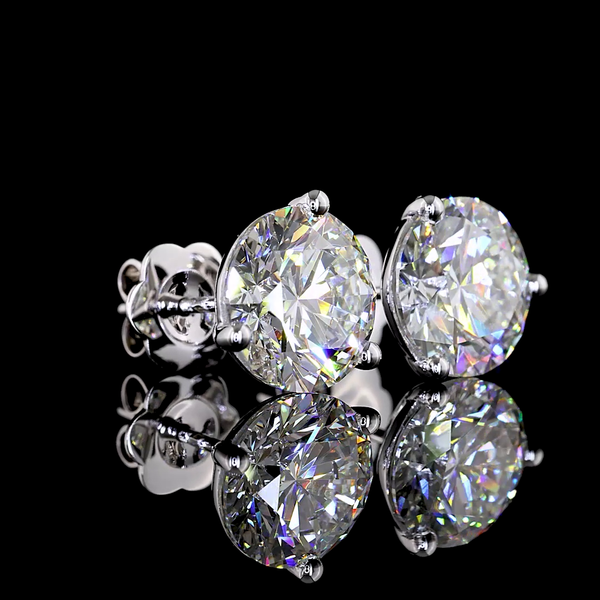 Lab-Grown 6.13 Carat Round J-VS1 Diamond 14K White Gold Martini Earrings