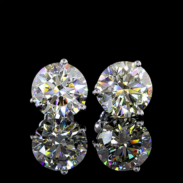 Lab-Grown 6.53 Carat Round K-VS1 Diamond 14K White Gold Martini Earrings