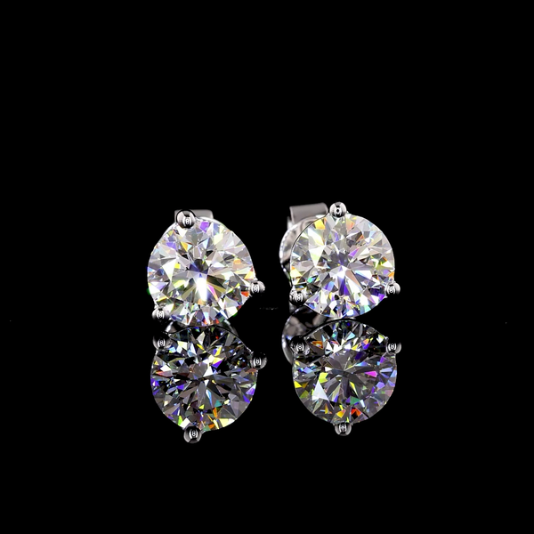 Lab-Grown 2.01 Carat Round E-VS1 Diamond 14K White Gold Martini Earrings