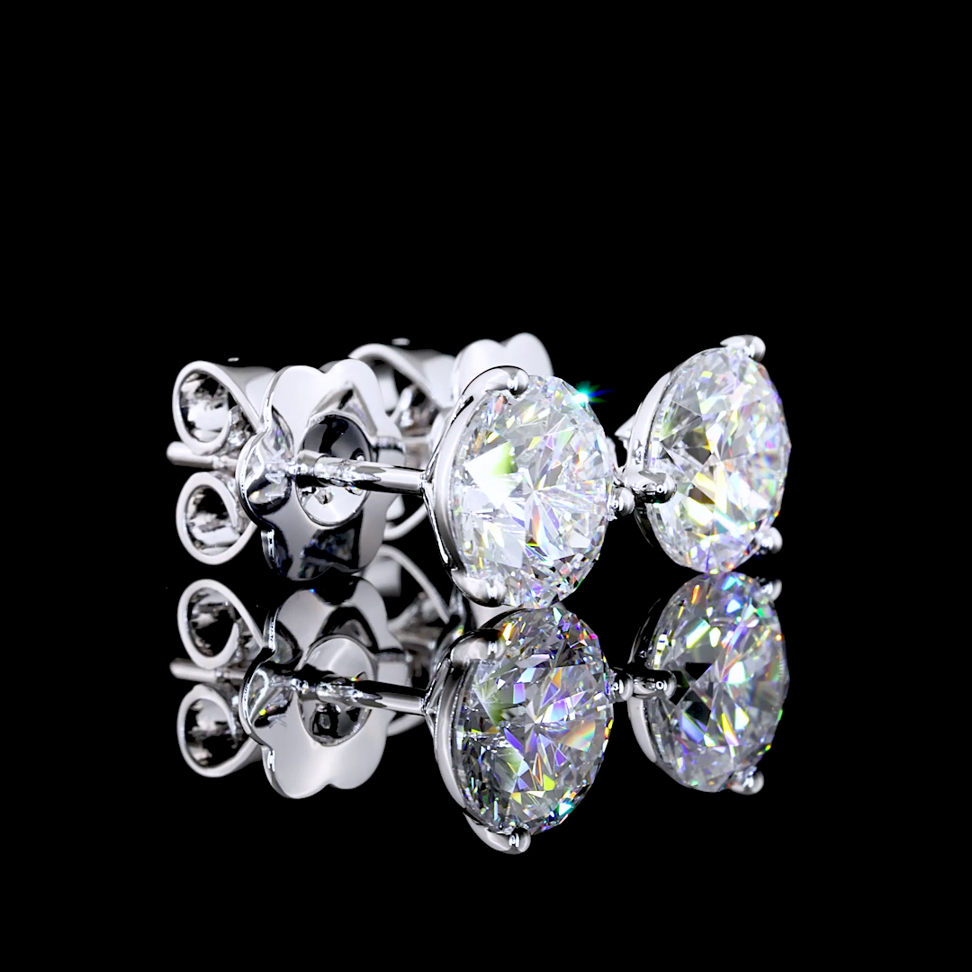 Lab-Grown 2.01 Carat Round E-VVS2 Diamond 14K White Gold Martini Earrings
