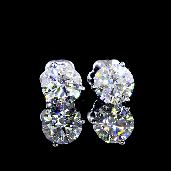 Lab-Grown 2.01 Carat Round E-VVS2 Diamond 14K White Gold Martini Earrings