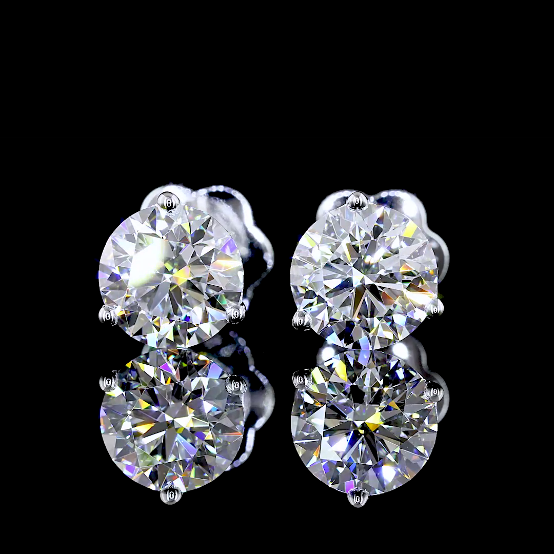 Lab-Grown 2.08 Carat Round E-VS1 Diamond 14K White Gold Martini Earrings