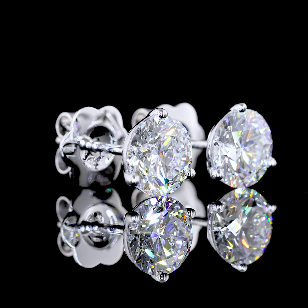 Lab-Grown 2.11 Carat Round E-VS1 Diamond 14K White Gold Martini Earrings