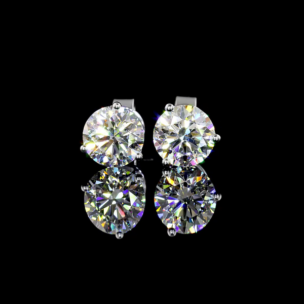 Lab-Grown 2.45 Carat Round E-VS1 Diamond 14K White Gold Martini Earrings