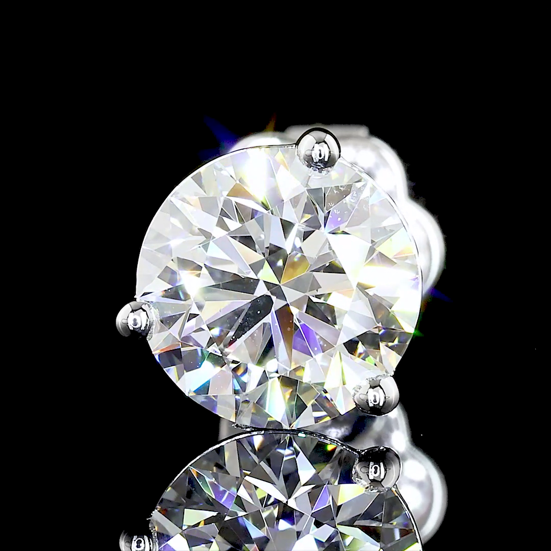 Lab-Grown 2.48 Carat Round E-VVS2 Diamond 14K White Gold Martini Earrings