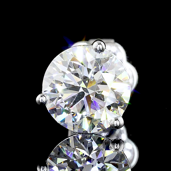Lab-Grown 2.48 Carat Round E-VVS2 Diamond 14K White Gold Martini Earrings