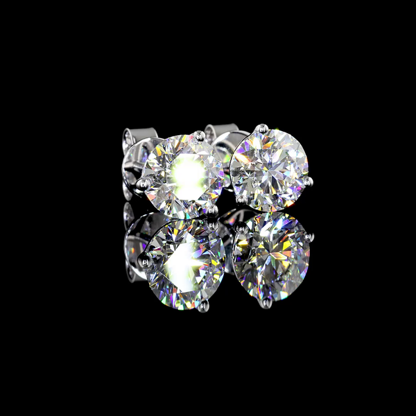 Lab-Grown 2.47 Carat Round E-VVS2 Diamond 14K White Gold Martini Earrings