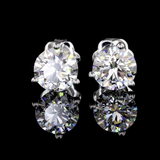 Lab-Grown 3.12 Carat Round F-VVS2 Diamond 14K White Gold Martini Earrings