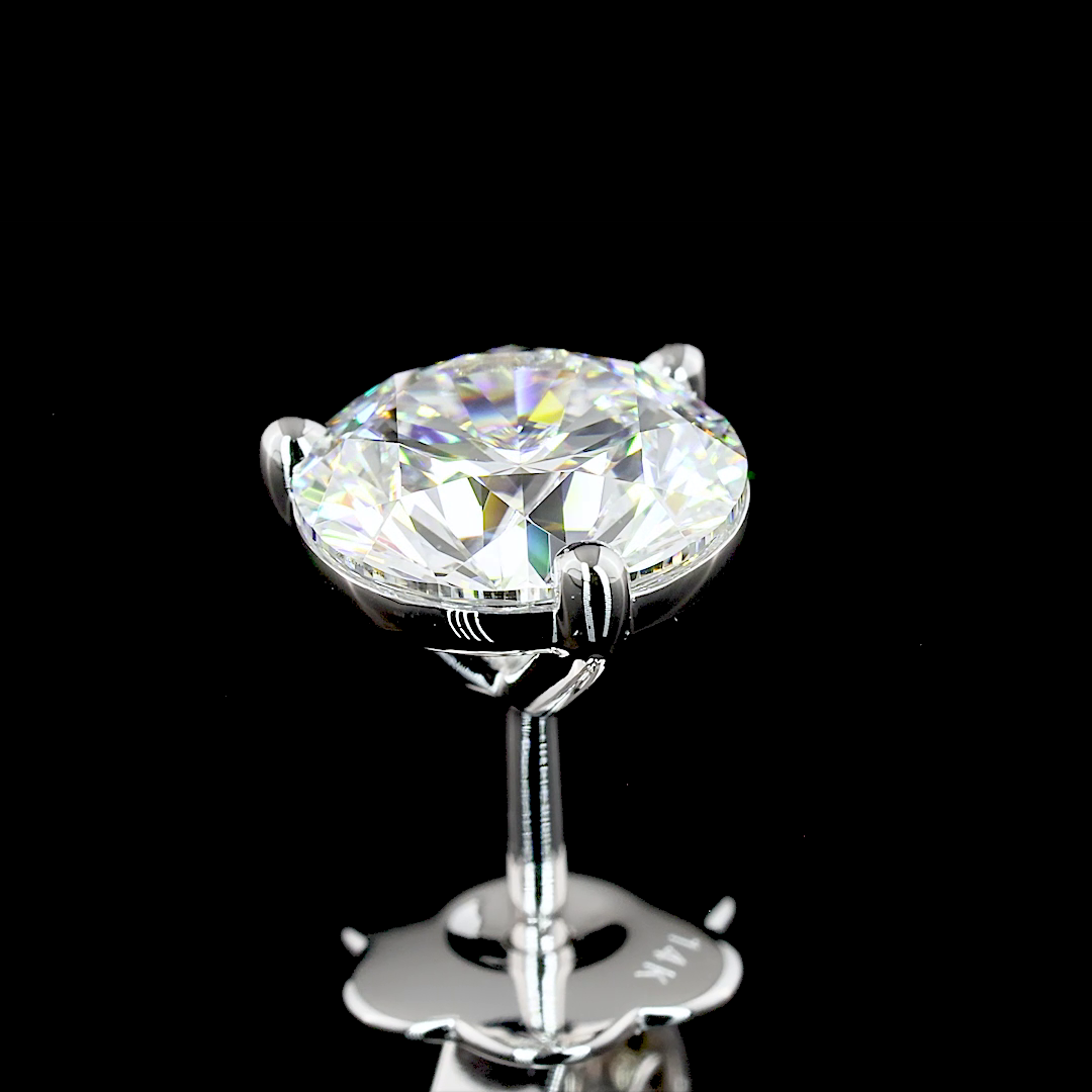 Lab-Grown 2.54 Carat Round E-VVS2 Diamond 14K White Gold Martini Earrings