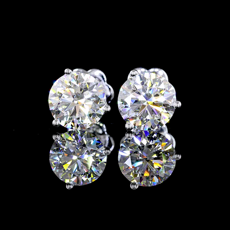 Lab-Grown 3.07 Carat Round F-SI1 Diamond 14K White Gold Martini Earrings