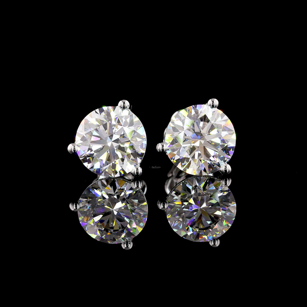 Lab-Grown 5.17 Carat Round E-VVS2 Diamond 14K White Gold Martini Earrings