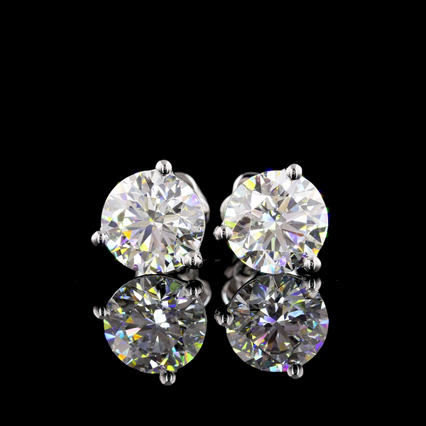 Lab-Grown 3.82 Carat Round F-VS1 Diamond 14K White Gold Martini Earrings