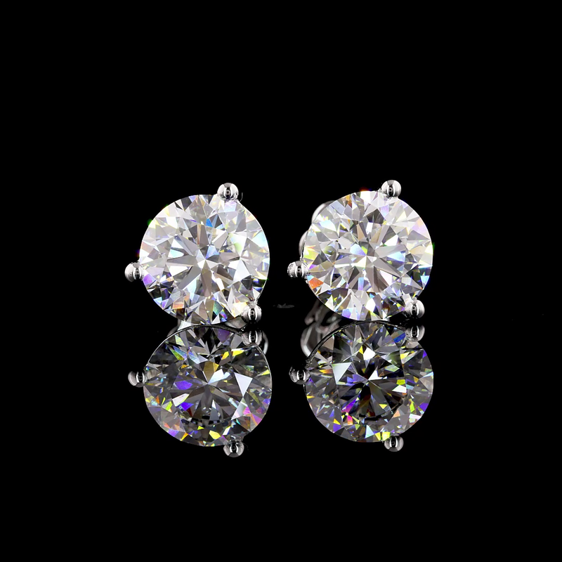 Lab-Grown 5.01 Carat Round F-VVS2 Diamond 14K White Gold Martini Earrings