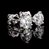 Lab-Grown 3.32 Carat Round F-VS1 Diamond 14K White Gold Martini Earrings