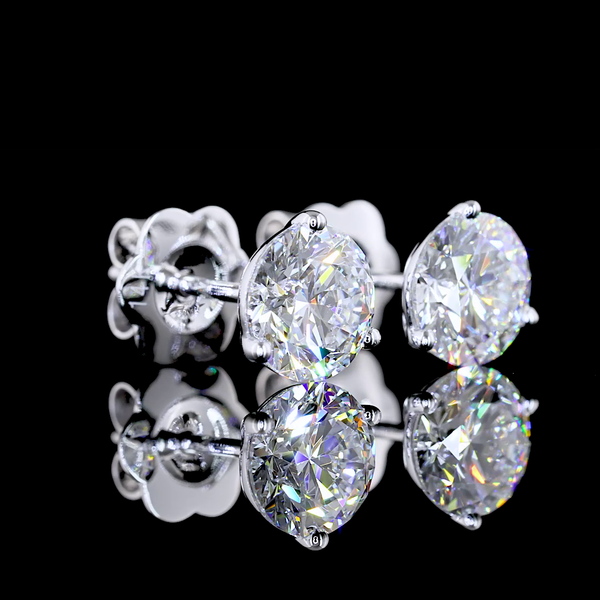 Lab-Grown 2.03 Carat Round E-VS1 Diamond 14K White Gold Martini Earrings