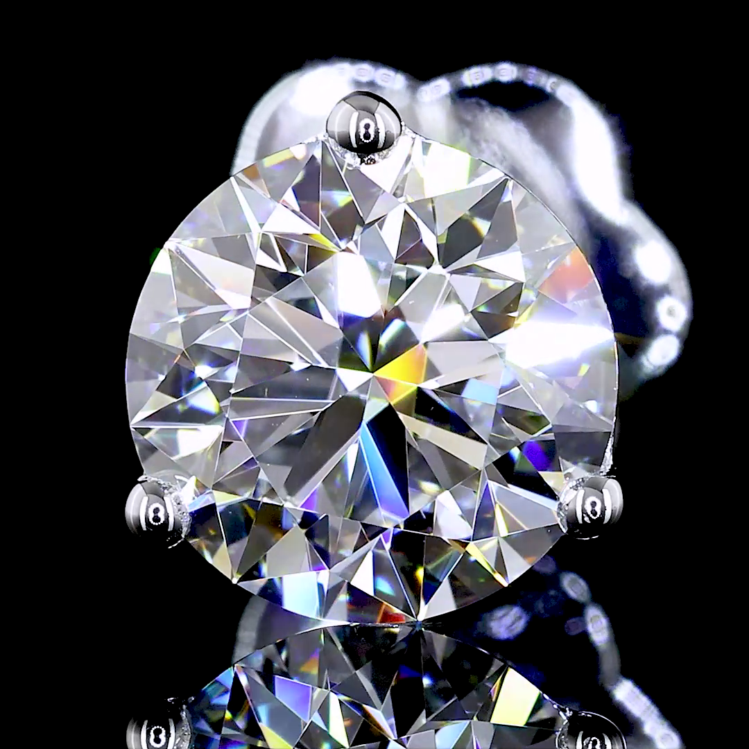 Lab-Grown 2.1 Carat Round D-VS1 Diamond 14K White Gold Martini Earrings