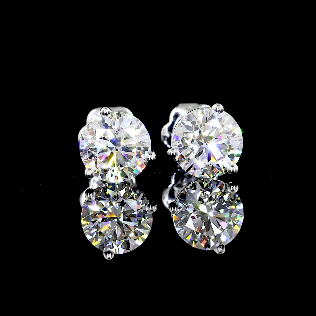 Lab-Grown 2.48 Carat Round E-VVS2 Diamond 14K White Gold Martini Earrings