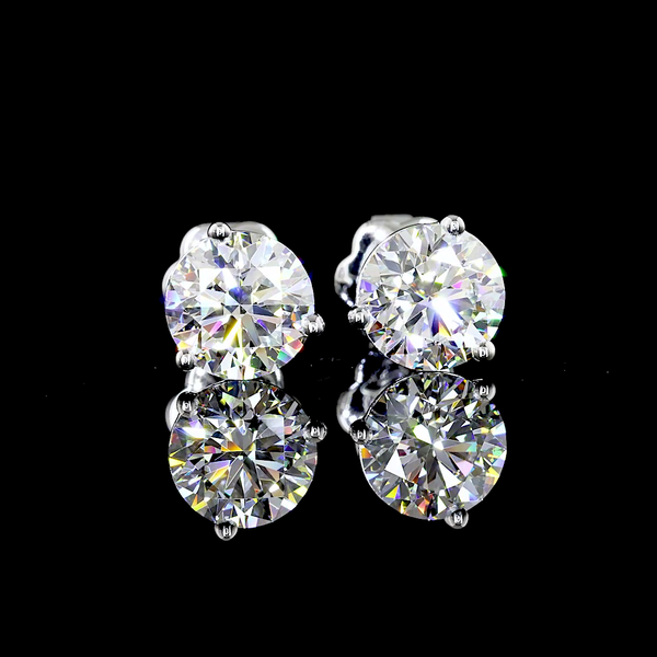 Lab-Grown 2.48 Carat Round E-VVS2 Diamond 14K White Gold Martini Earrings