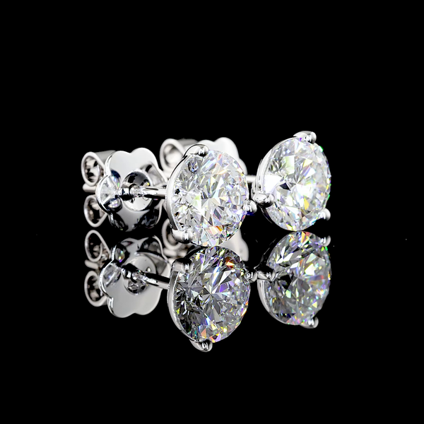 Lab-Grown 2.47 Carat Round E-VVS2 Diamond 14K White Gold Martini Earrings