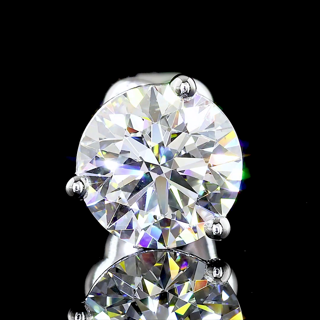 Lab-Grown 2.57 Carat Round E-VS1 Diamond 14K White Gold Martini Earrings