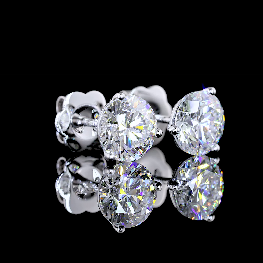 Lab-Grown 2.49 Carat Round E-VS1 Diamond 14K White Gold Martini Earrings