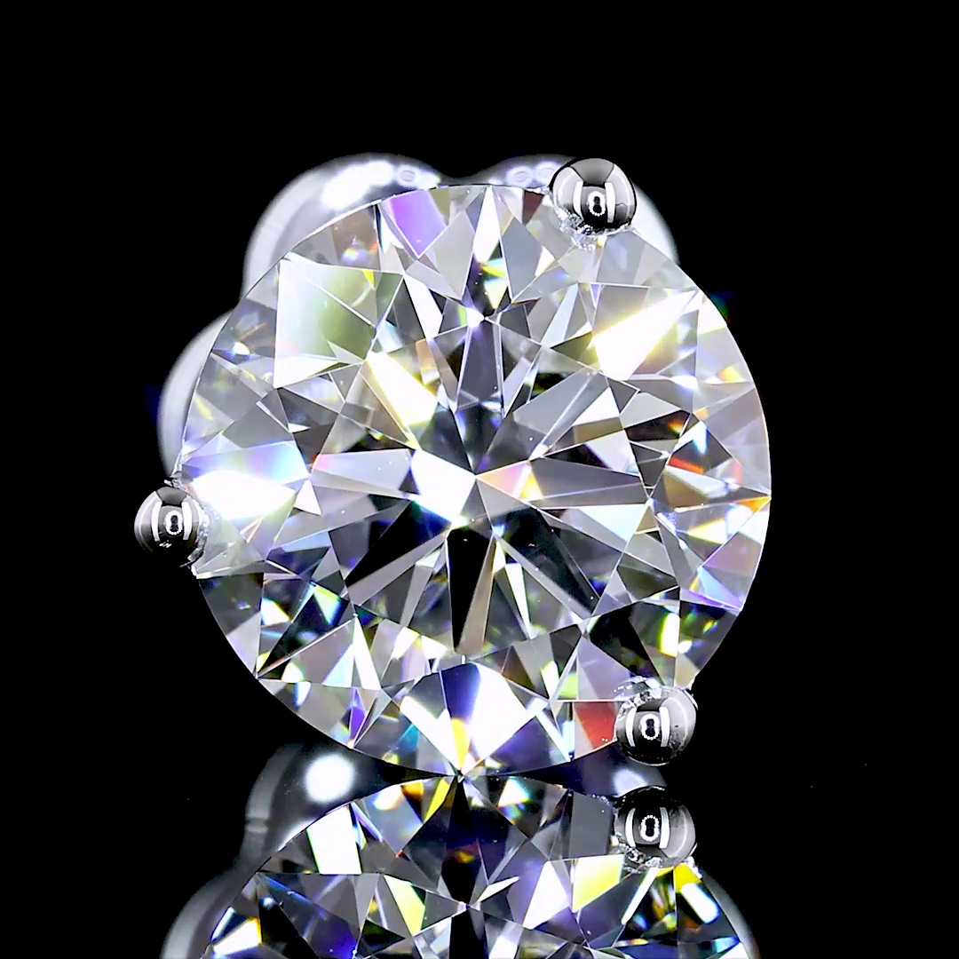 Lab-Grown 2.49 Carat Round E-VS1 Diamond 14K White Gold Martini Earrings