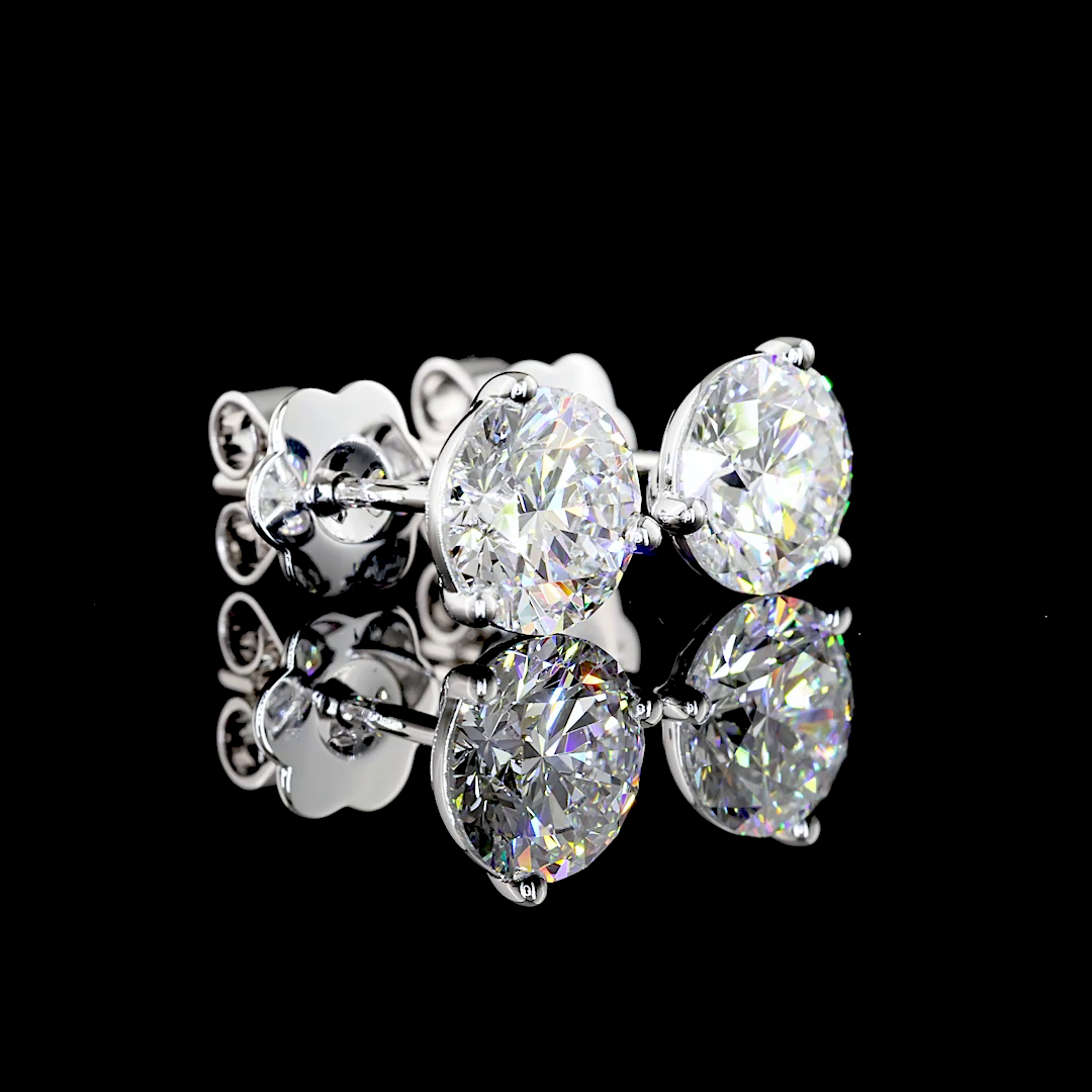Lab-Grown 2.57 Carat Round F-VVS2 Diamond 14K White Gold Martini Earrings