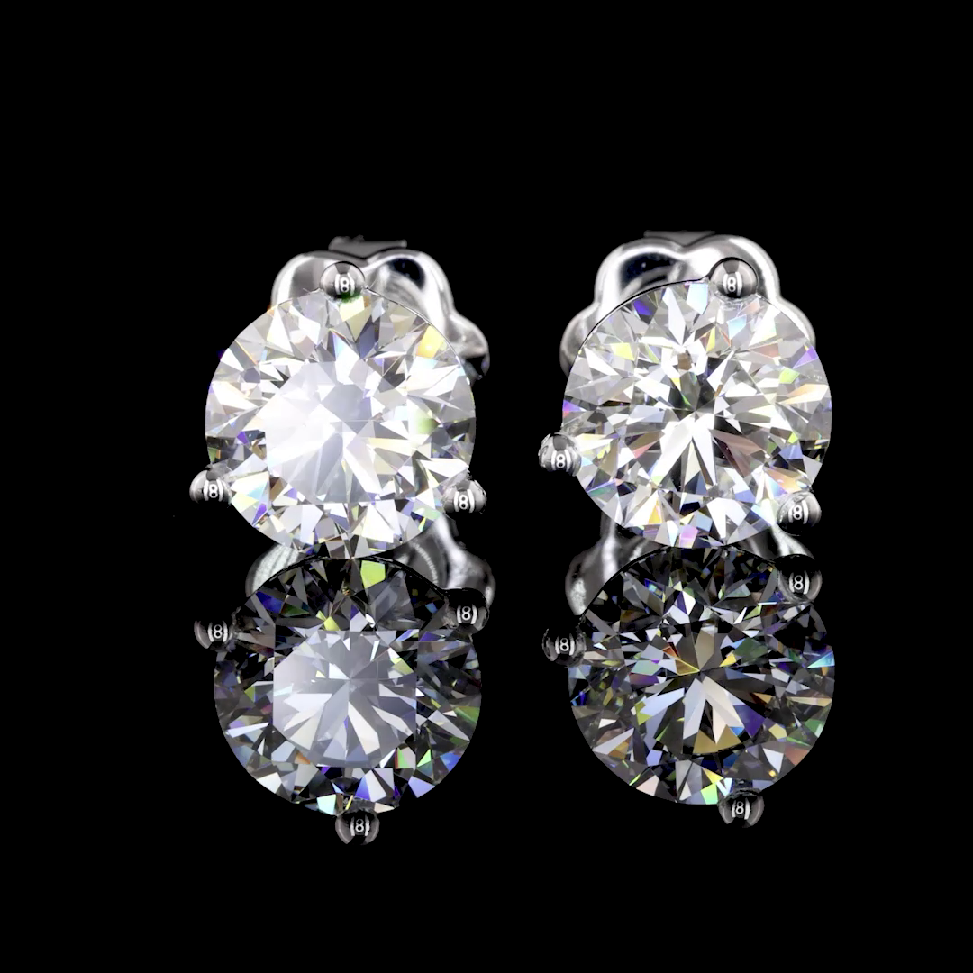 Lab-Grown 3 Carat Round E-VS1 Diamond 14K White Gold Martini Earrings