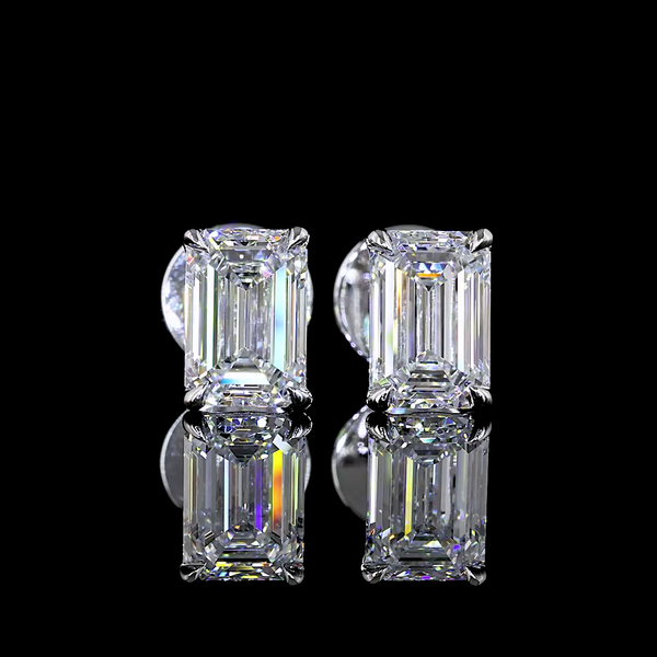 Lab-Grown 1.42 Carat Emerald D-VVS2 Diamond 14K White Gold Studs Earrings