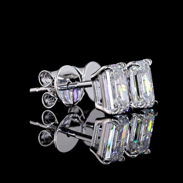 Lab-Grown 1.42 Carat Emerald D-VVS2 Diamond 14K White Gold Studs Earrings