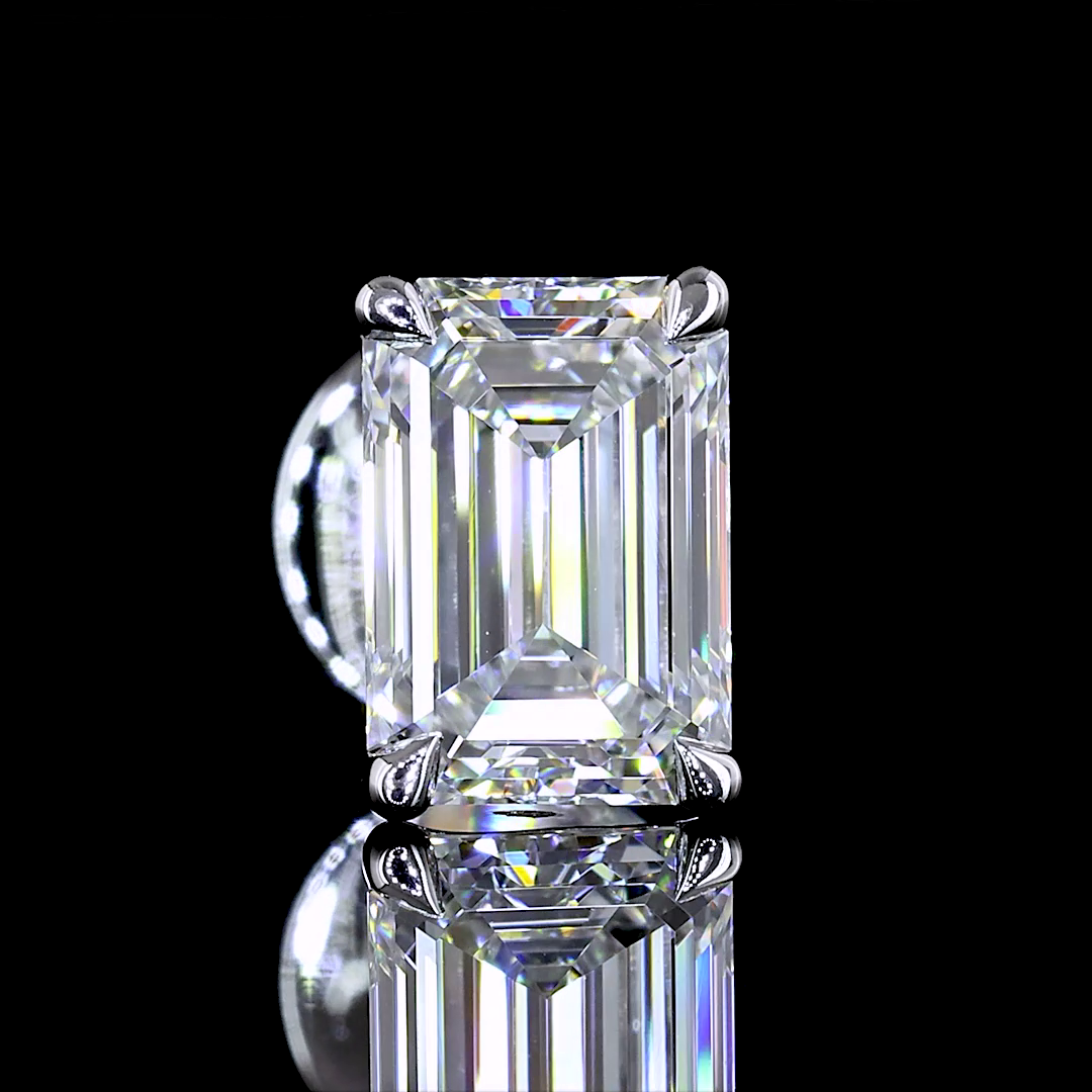 Lab-Grown 1.47 Carat Emerald E-VS1 Diamond 14K White Gold Studs Earrings