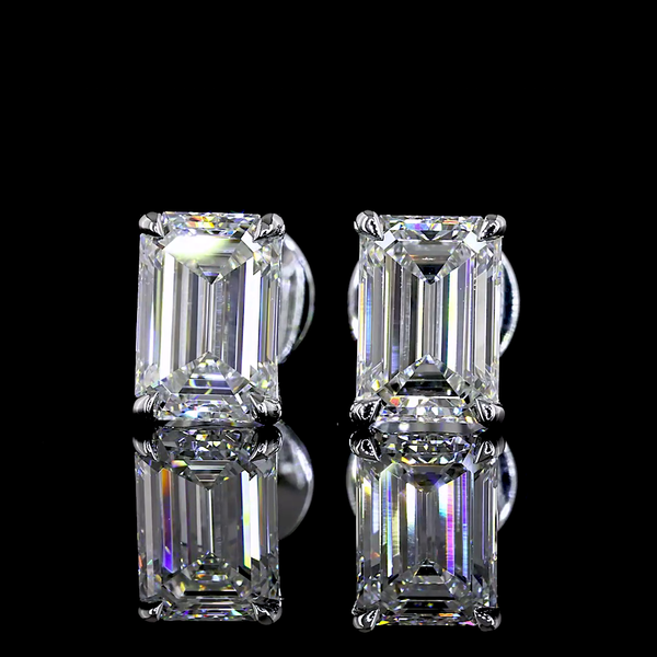 Lab-Grown 1.53 Carat Emerald E-VS2 Diamond 14K White Gold Studs Earrings